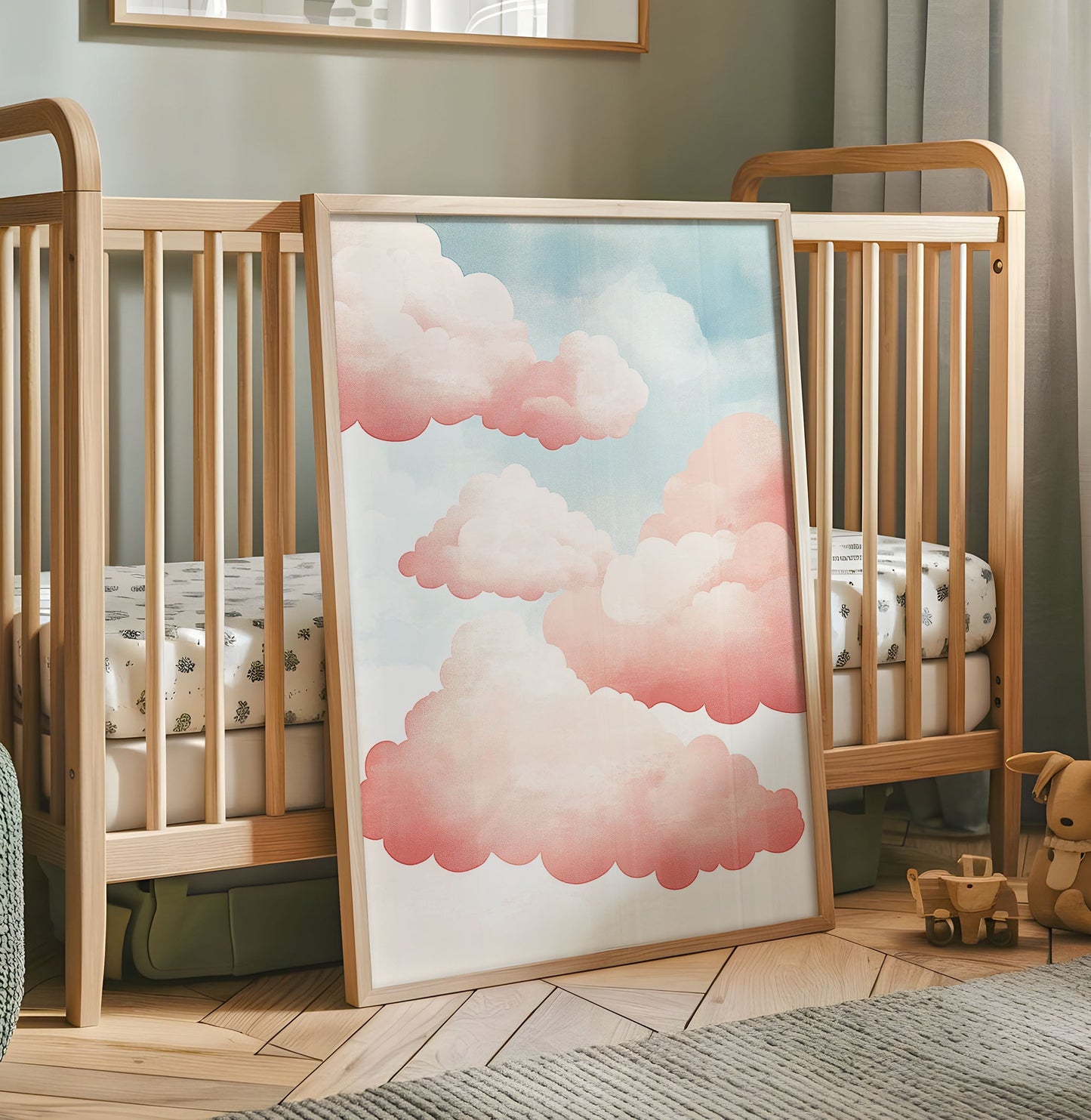 Pink Cloud Nursery Wall Art - Dreamy Sky Print - Pastel Aesthetic Baby Room Decor - Soft Clouds Poster - Neutral Artwork - Nursery Print