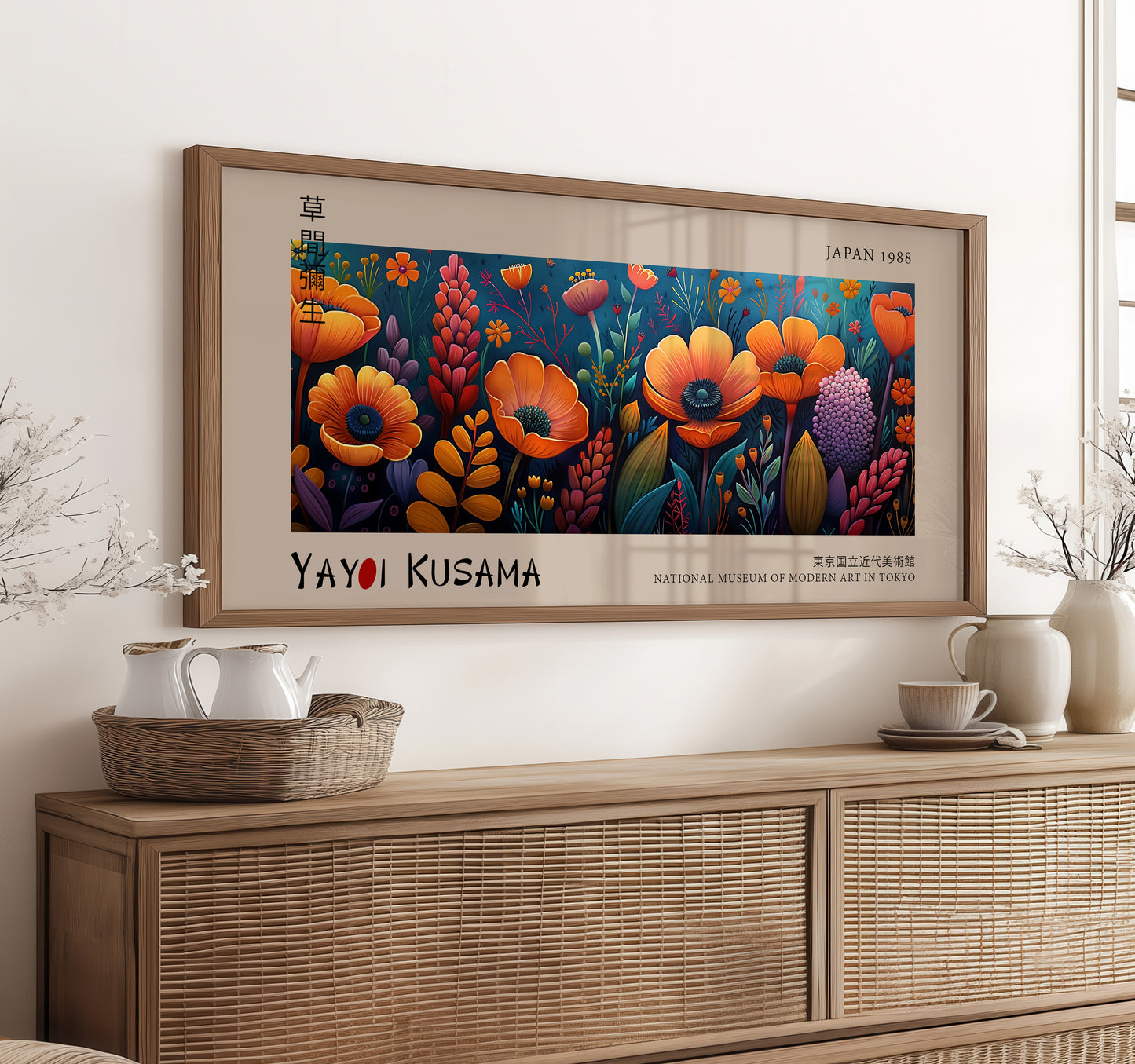 Japanese Exhibition Print - Panoramic Art, Colourful Botanical Print, Modern Home & Office Décor, Botanical Artwork, Vibrant Floral Wall Art