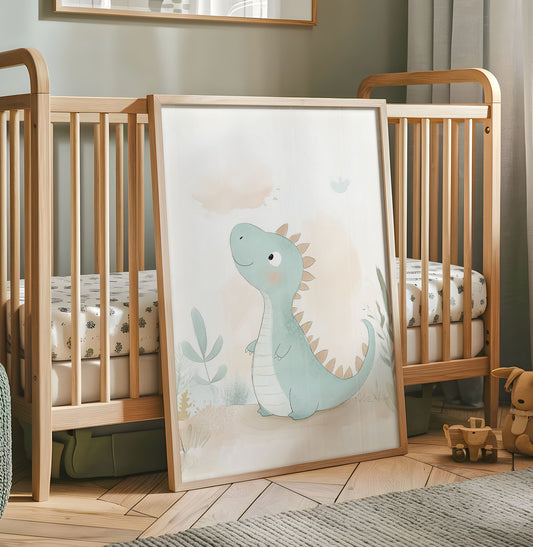 Cute Dinosaur Nursery Print – Watercolour Dino Wall Art, Pastel Baby Room Decor, Kids Poster, Dinosaur Nursery Poster, Neutral Wall Art