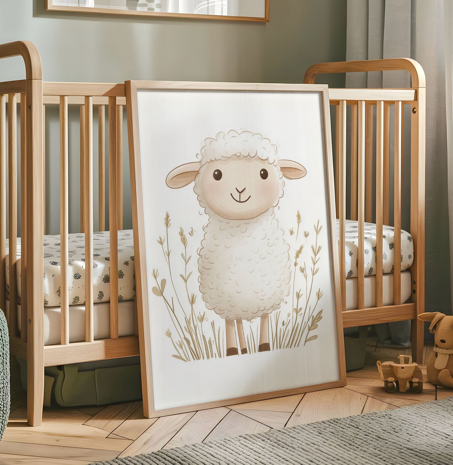 Nursery Print - Lamb Nursery Poster - Cute Farm Animal Poster - Kids Room Decor - Watercolour Baby Room Wall Art - Sheep Poster - Lamb Print