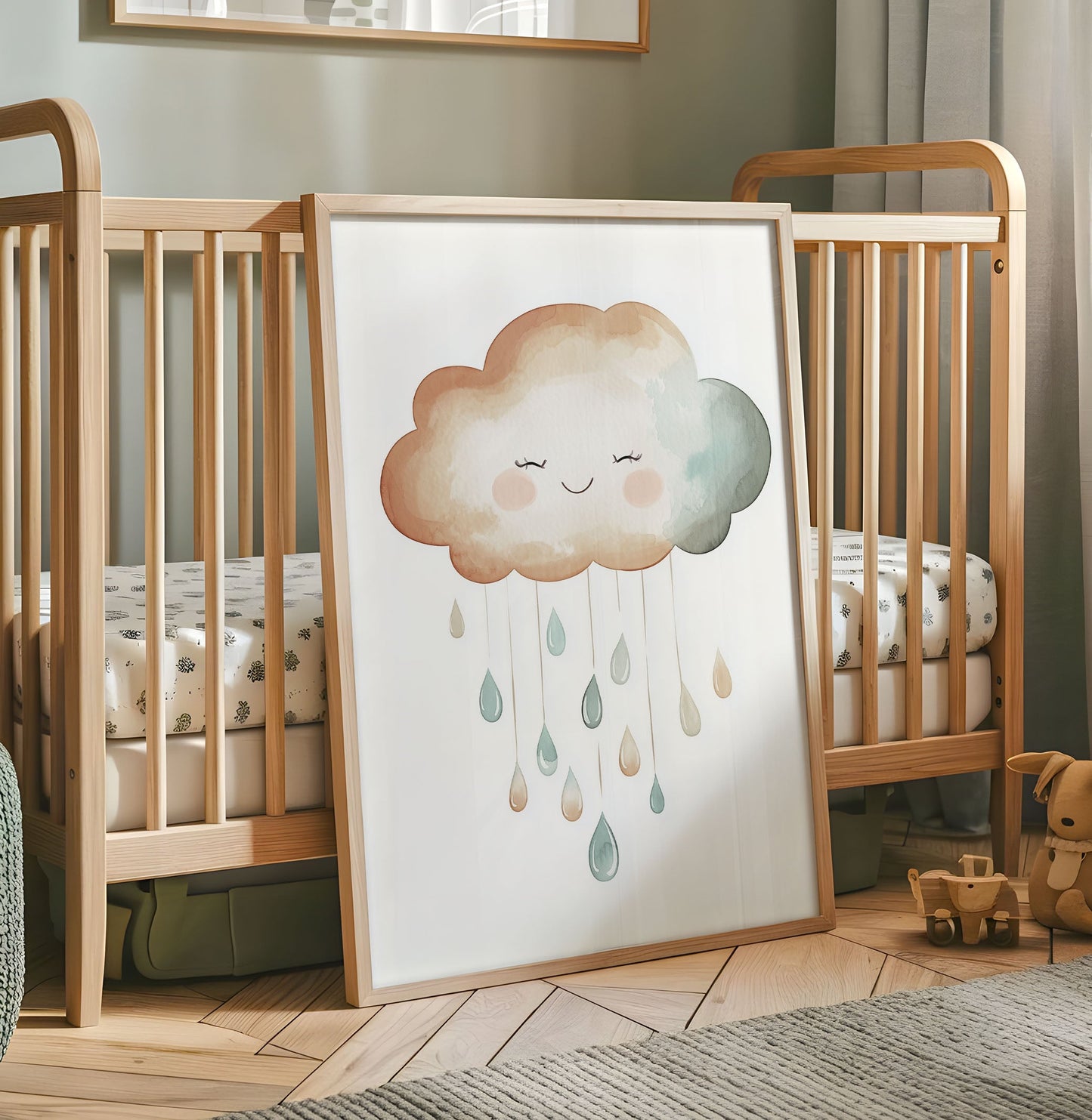 Dreamy Cloud Nursery Print - Rain Cloud Wall Art - Watercolour Baby Room Poster - Cloud Print - Neutral Nursery Decor - Minimalist Baby Room