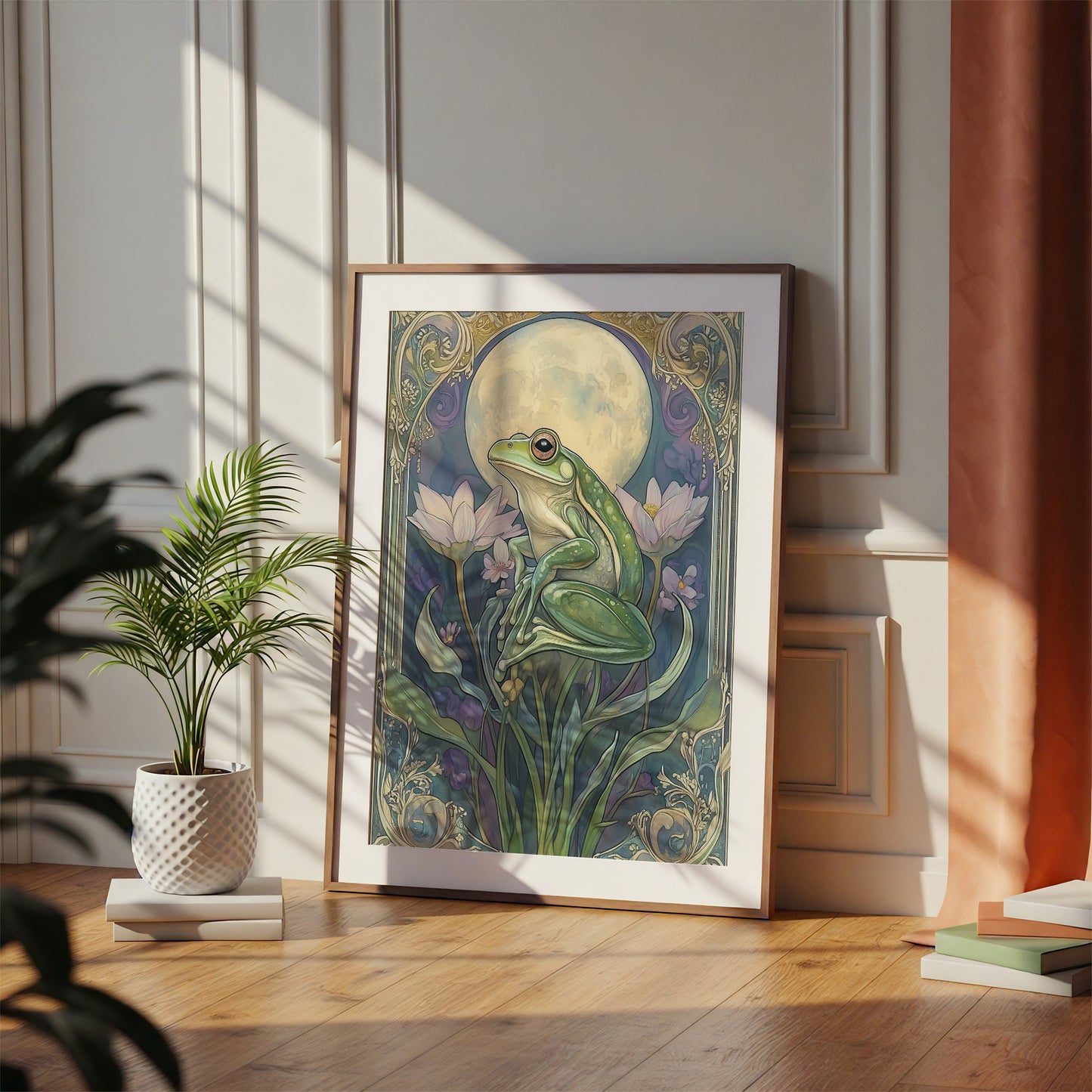 Art Nouveau Frog Print –  Celestial Wall Art – Botanical Decor – Floral Artwork - Vintage Home Decor