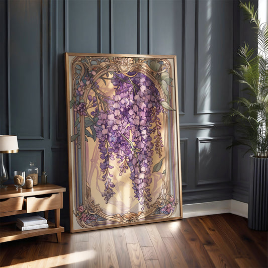 Art Nouveau Wisteria Print –  Celestial Wall Art – Botanical Decor – Floral Artwork - Vintage Home Decor