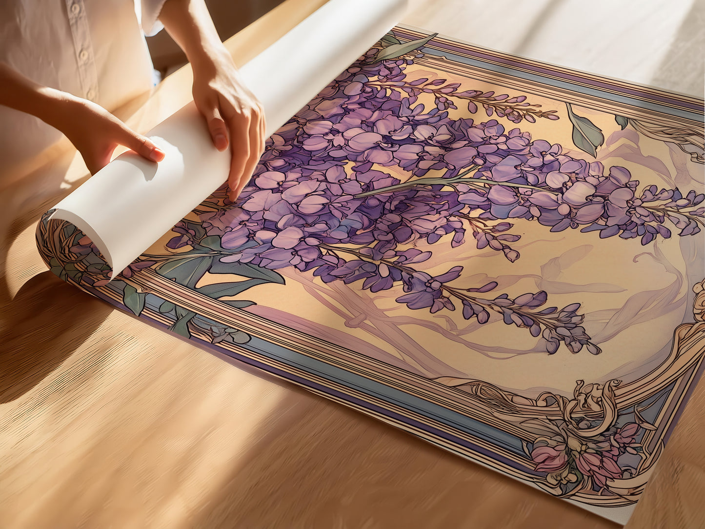Art Nouveau Wisteria Print –  Celestial Wall Art – Botanical Decor – Floral Artwork - Vintage Home Decor