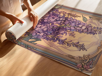 Art Nouveau Wisteria Print –  Celestial Wall Art – Botanical Decor – Floral Artwork - Vintage Home Decor