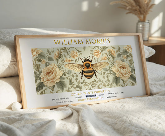 William Morris Panoramic Print, William Morris Exhibition Print, William Morris Poster, Vintage Wall Art, Textiles Art, Bee Print