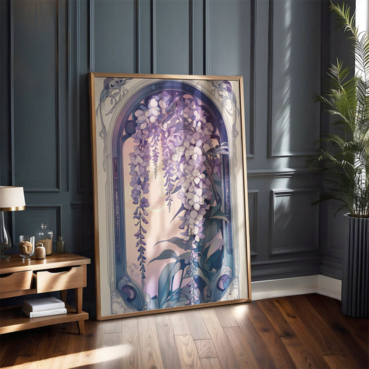 Art Nouveau Wisteria Print –  Celestial Wall Art – Botanical Decor – Floral Artwork - Vintage Home Decor