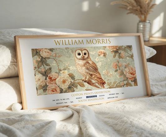 William Morris Panoramic Print, William Morris Exhibition Print, William Morris Poster, Vintage Floral Wall Art, Textiles Art, Owl Print