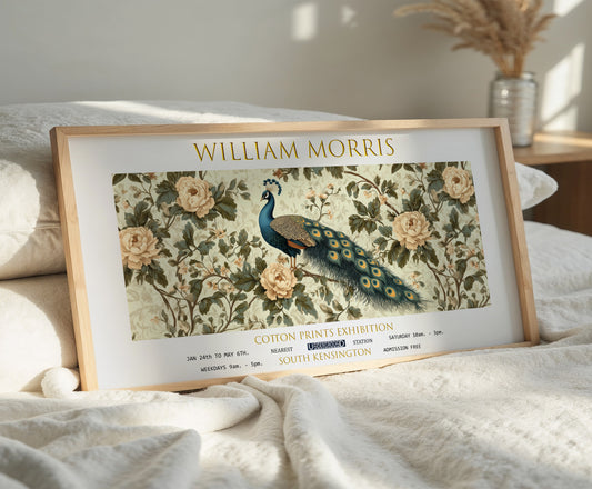 William Morris Peacock Panoramic Print, William Morris Exhibition Print, William Morris Poster, Vintage Floral Wall Art, Floral Pattern