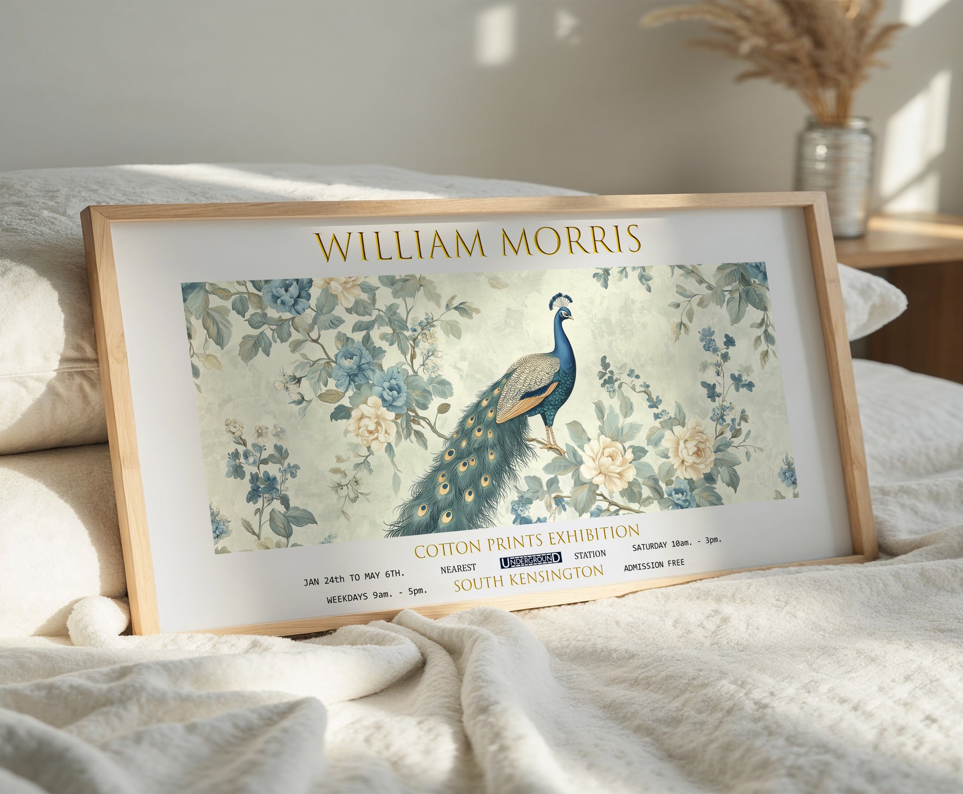 William Morris Peacock Panoramic Print, William Morris Exhibition Print, William Morris Poster, Vintage Wall Art, Textiles Art, Green Art