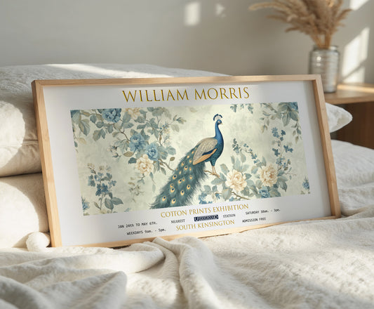 William Morris Peacock Panoramic Print, William Morris Exhibition Print, William Morris Poster, Vintage Wall Art, Textiles Art, Green Art