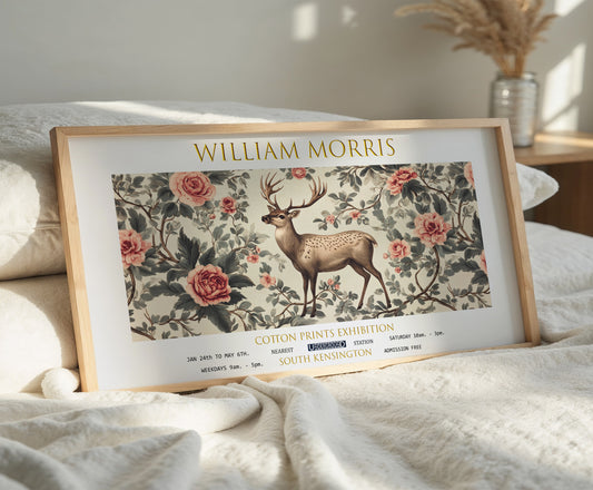 William Morris Panoramic Print, William Morris Exhibition Print, William Morris Poster, Vintage Floral Wall Art, Textiles Art, Stag Print