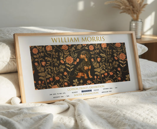 William Morris Panoramic Print, William Morris Exhibition Print, William Morris Poster, Vintage Wall Art, Textiles Art, Dachshund Print