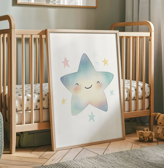 Star Nursery Print - Kids Wall Art - Watercolor Baby Room Poster - Star Print - Neutral Nursery Decor - Minimalist Baby Room