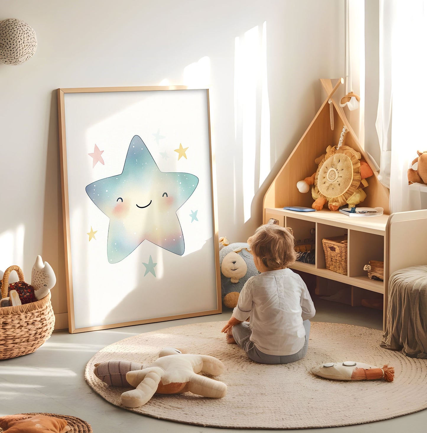Star Nursery Print - Kids Wall Art - Watercolor Baby Room Poster - Star Print - Neutral Nursery Decor - Minimalist Baby Room