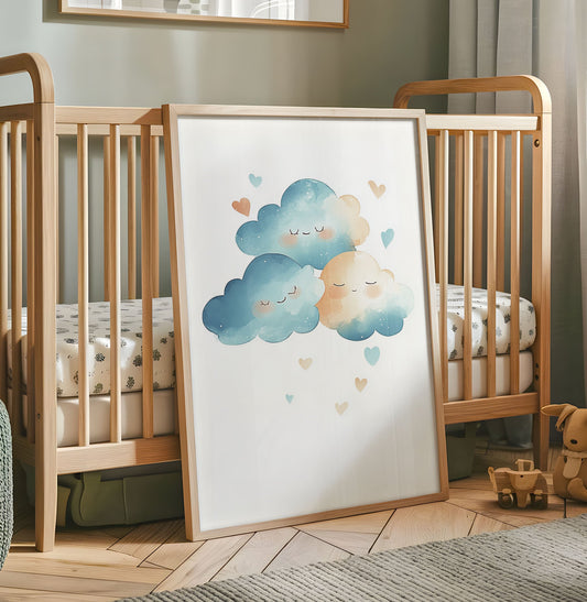 Dreamy Cloud Nursery Print - Rain Cloud Wall Art - Watercolour Baby Room Poster - Cloud Print - Neutral Nursery Decor - Minimalist Baby Room