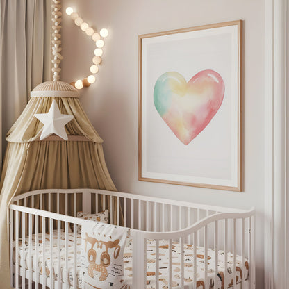 Love Heart Print - Kids Wall Art - Watercolour Heart Baby Room Poster - Heart Print - Neutral Nursery Decor - Minimalist Baby Room