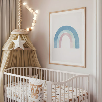 Rainbow Nursery Print - Boho Kids Wall Art - Pastel Rainbow Poster - Dreamy Baby Room Decor - Scandinavian Minimalist Print