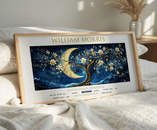 William Morris Panoramic Print, William Morris Exhibition Print, William Morris Poster, Vintage Wall Art, Textiles Art, Moon & Stars Print
