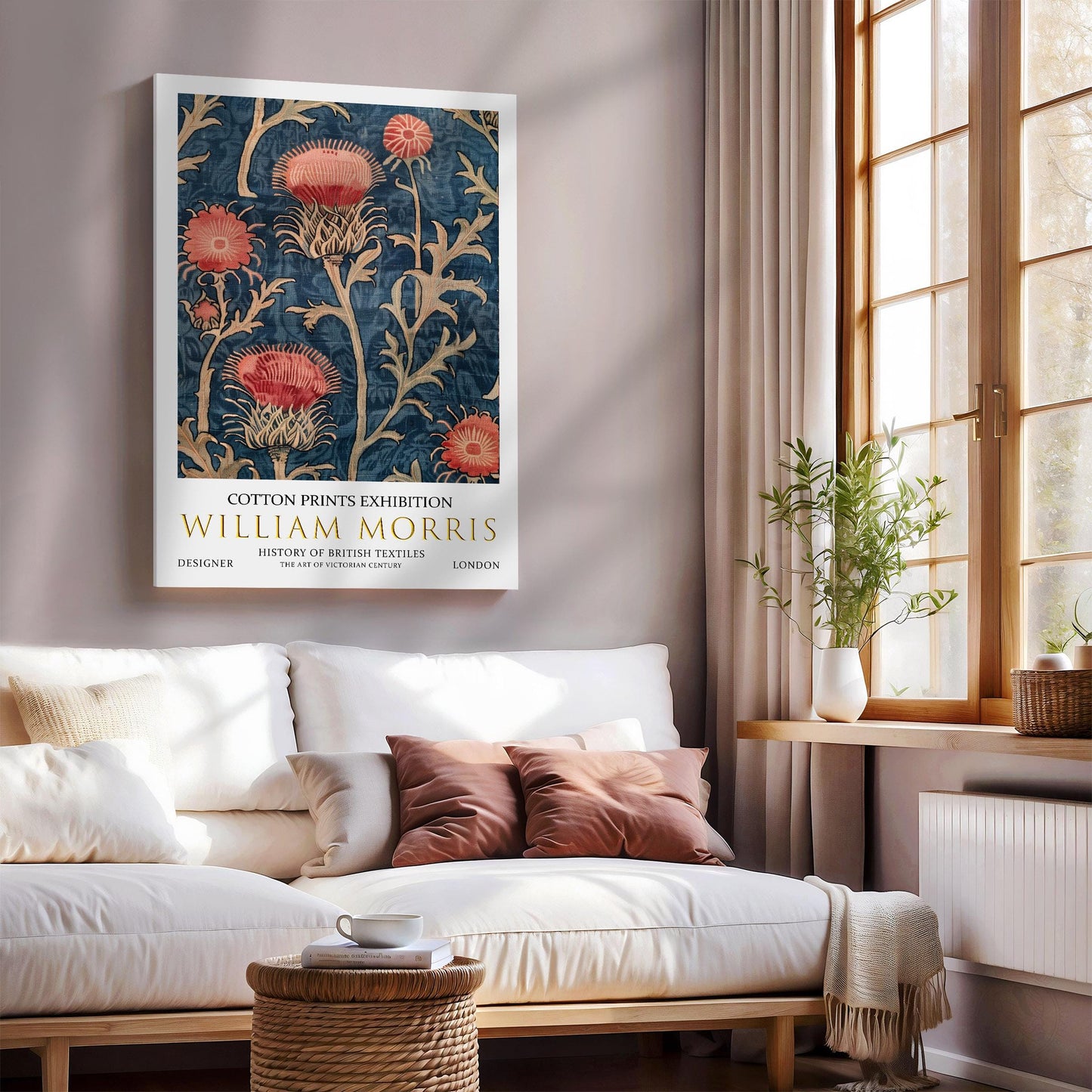 William Morris Canvas, William Morris Exhibition Print, William Morris Print, Textile Canvas Art,  Floral Wall Art, Thistle Canvas