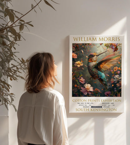 William Morris Hummingbird Canvas, William Morris Exhibition Poster, William Morris Print, Textile Canvas Print, Framed Canvas Wall Decor