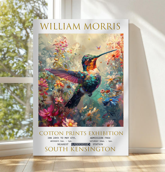 William Morris Hummingbird Floral Vintage Textiles Exhibition Poster CANVAS WALL ART Picture Print Home Decor