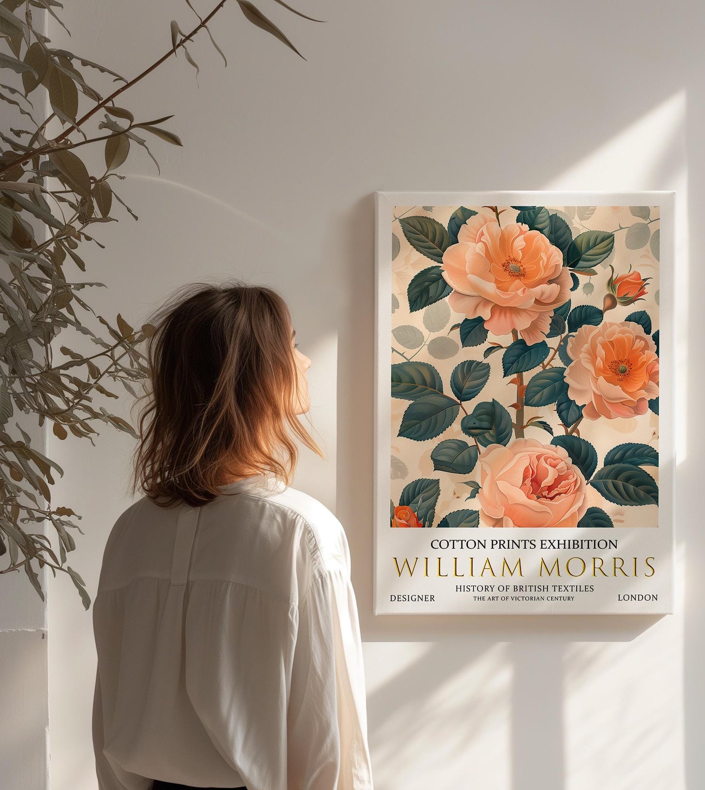 William Morris Canvas, William Morris Exhibition Print on Canvas, William Morris Print, Floral Canvas, Textiles Wall Art, Roses Canvas