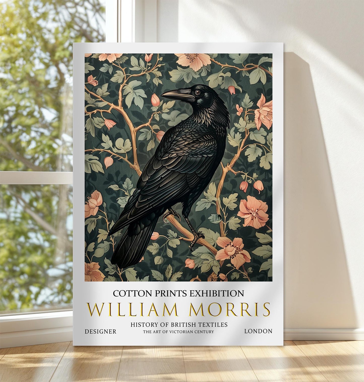 William Morris Canvas, William Morris Exhibition Print on Canvas, William Morris Print, Floral Canvas,  Textile Wall Art, Raven Canvas