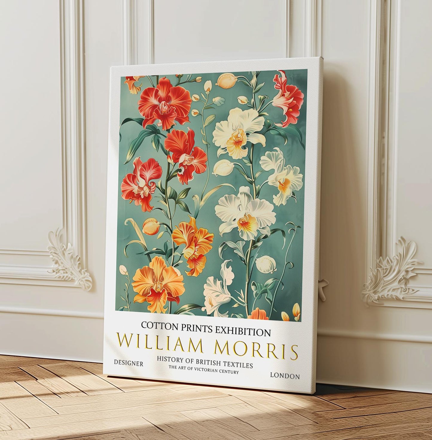 William Morris Canvas, William Morris Exhibition Print on Canvas, William Morris Print, Floral Canvas, Textiles Wall Art, Orchids Canvas