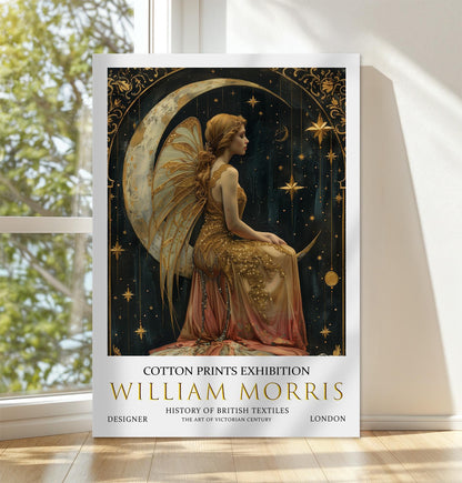 William Morris Angle Moon & Stars Canvas, William Morris Exhibition Print on Canvas, William Morris Print, Textile Canvas, Floral Wall Art