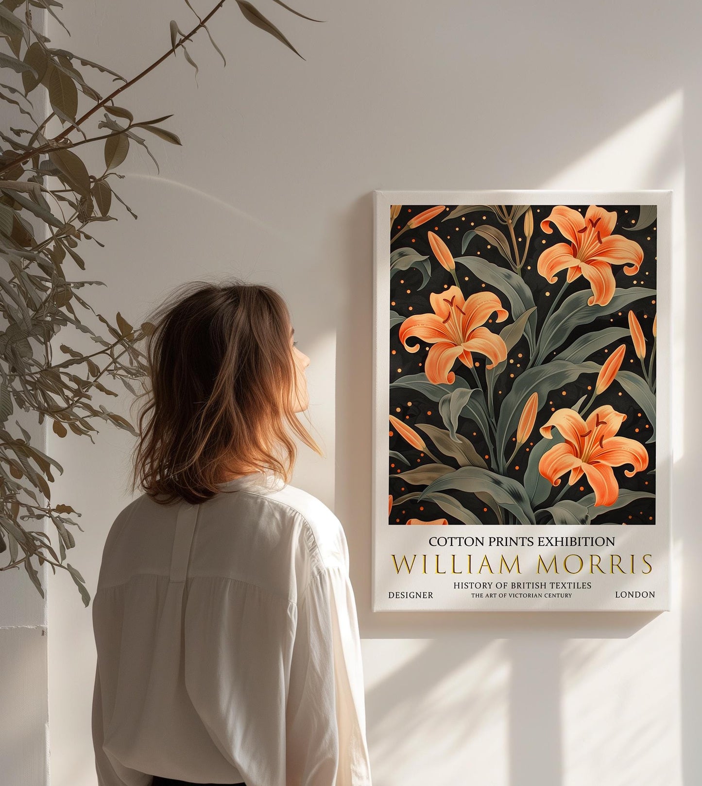 William Morris Canvas, William Morris Exhibition Print on Canvas, William Morris Print, Floral Canvas, Textiles Wall Art, Lilies Canvas