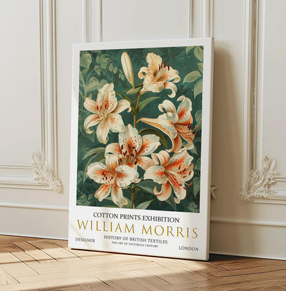 William Morris Canvas, William Morris Exhibition Print on Canvas, William Morris Print, Textile Canvas,  Floral Wall Art, Lilies Canvas