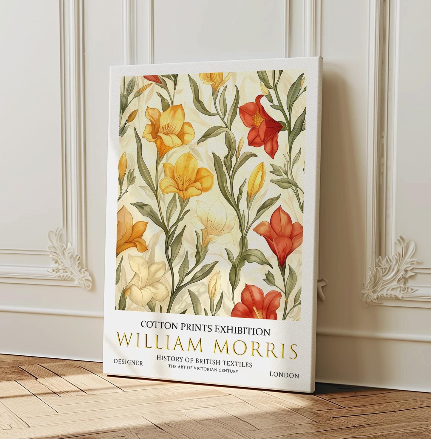 William Morris Canvas, William Morris Exhibition Print on Canvas, William Morris Print, Floral Canvas,  Textiles Wall Art, Flowers Canvas