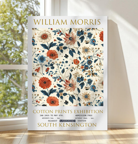 William Morris Flowers Canvas, William Morris Exhibition Print on Canvas, William Morris Print, Floral Canvas, Textiles Wall Art, Wall Decor