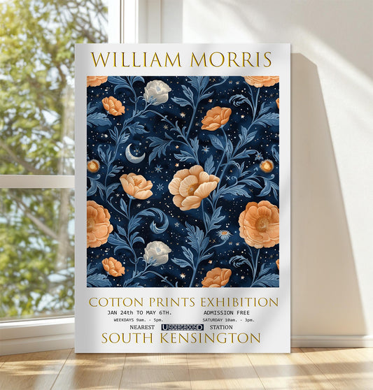 William Morris Flowers Canvas, William Morris Exhibition Print on Canvas, William Morris Print, Floral Canvas, Textiles Wall Art, Home Decor