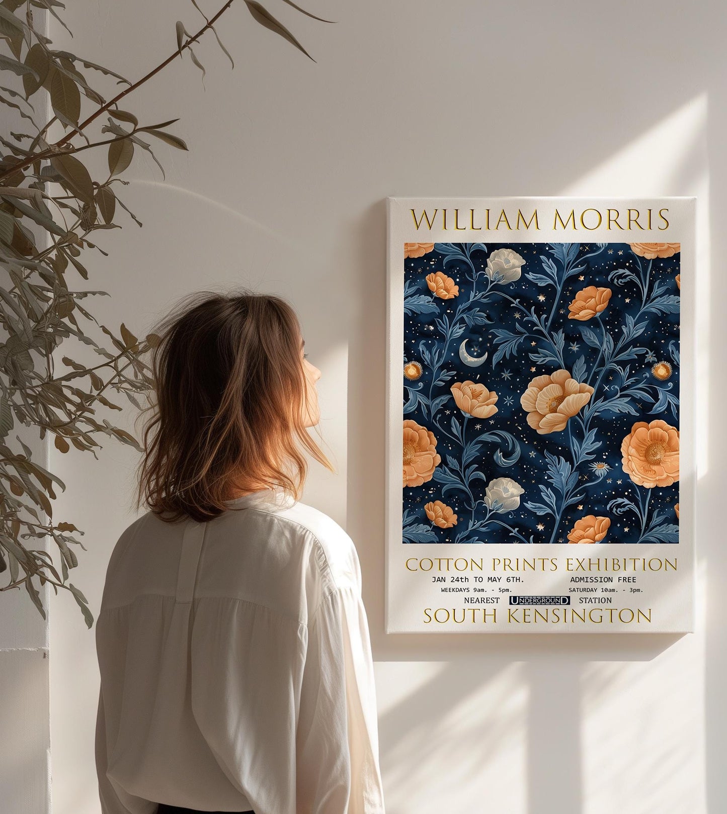 William Morris Flowers Canvas, William Morris Exhibition Print on Canvas, William Morris Print, Floral Canvas, Textiles Wall Art, Home Decor