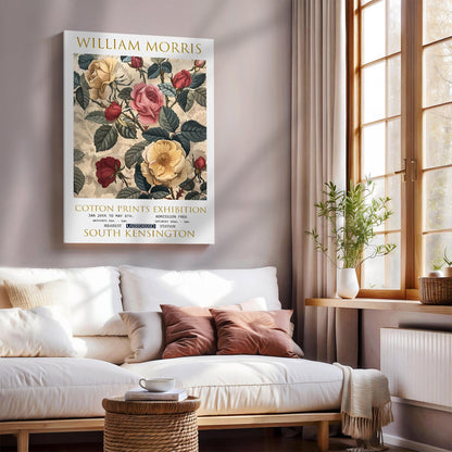 William Morris Roses Canvas, William Morris Exhibition Print on Canvas, William Morris Print, Floral Canvas, Textiles Wall Art, Wall Decor