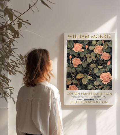 William Morris Canvas, William Morris Exhibition Print on Canvas, William Morris Print, Floral Canvas, Textiles Wall Art, Roses Canvas