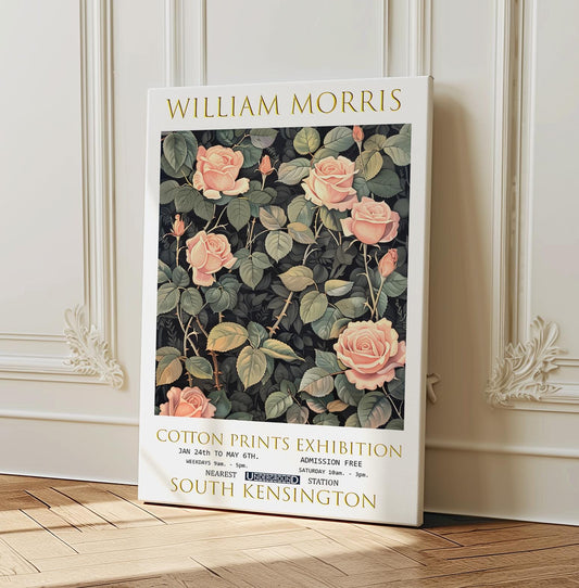 William Morris Canvas, William Morris Exhibition Print on Canvas, William Morris Print, Floral Canvas, Textiles Wall Art, Roses Canvas