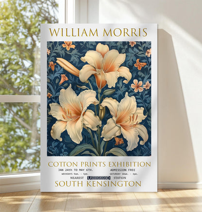 William Morris Lilies Canvas, William Morris Exhibition Print on Canvas, William Morris Print,  Floral Canvas, Textiles Wall Art, Wall Decor