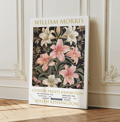 William Morris Lilies Canvas, William Morris Exhibition Print on Canvas, William Morris Print, Floral Canvas, Textiles Wall Art, Home Decor