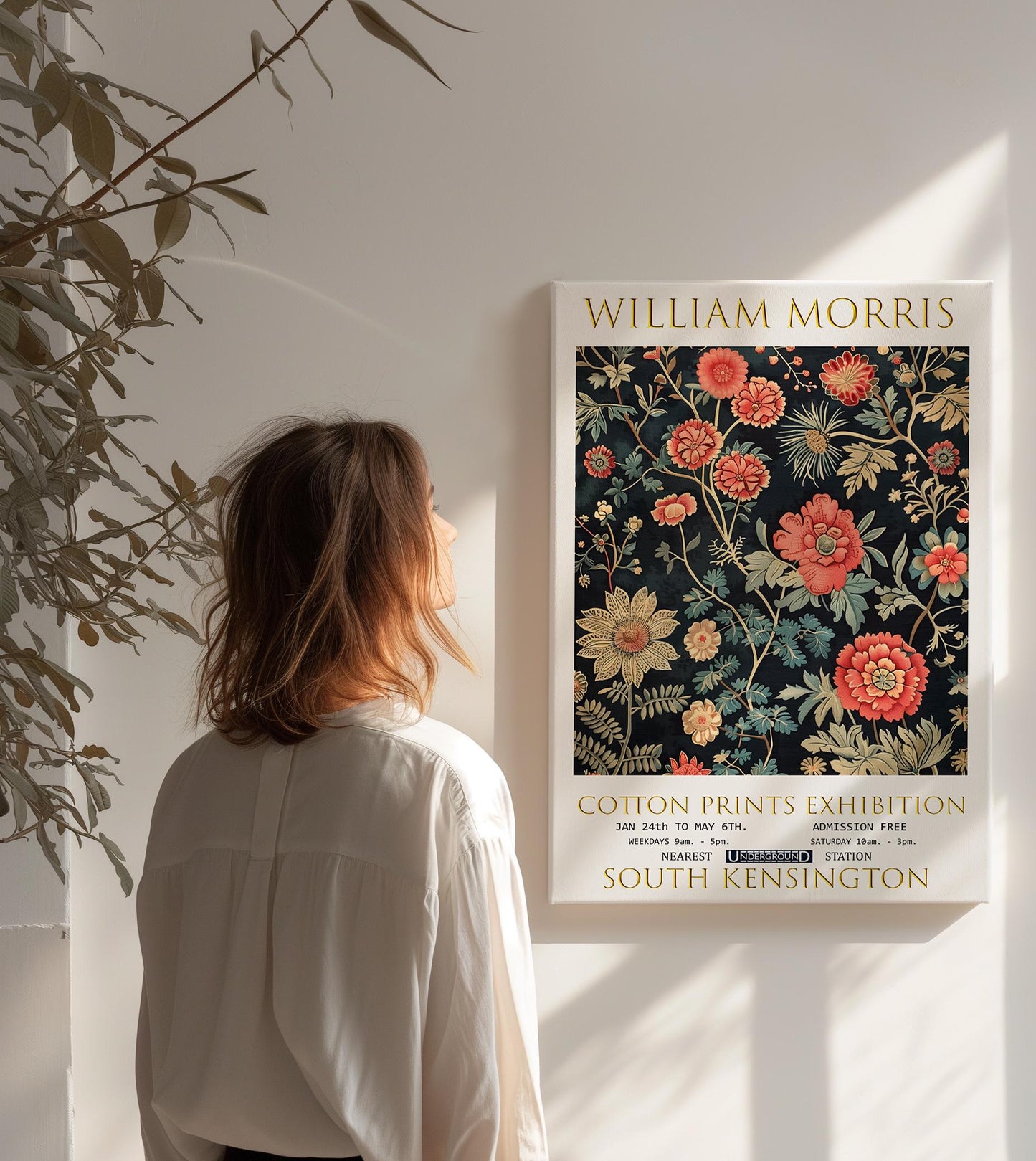 William Morris Canvas, William Morris Exhibition Print on Canvas, William Morris Print, Floral Canvas, Textiles Wall Art, Botanical Canvas