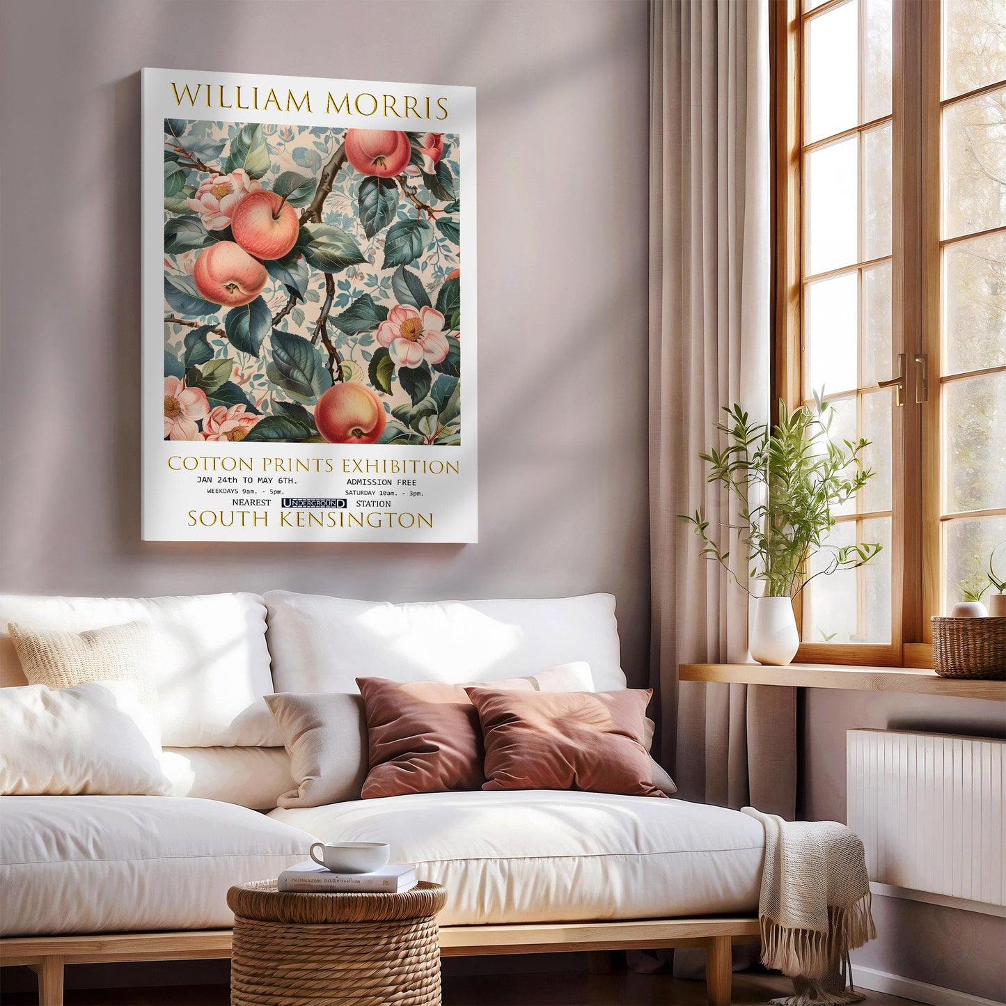 William Morris Apple Tree Canvas, William Morris Exhibition Print on Canvas, William Morris Print, Floral Canvas, Textiles Art, Home Decor