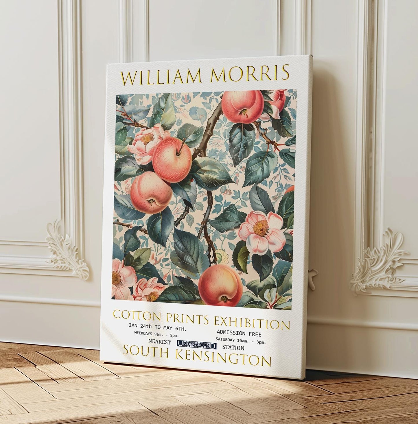 William Morris Apple Tree Canvas, William Morris Exhibition Print on Canvas, William Morris Print, Floral Canvas, Textiles Art, Home Decor