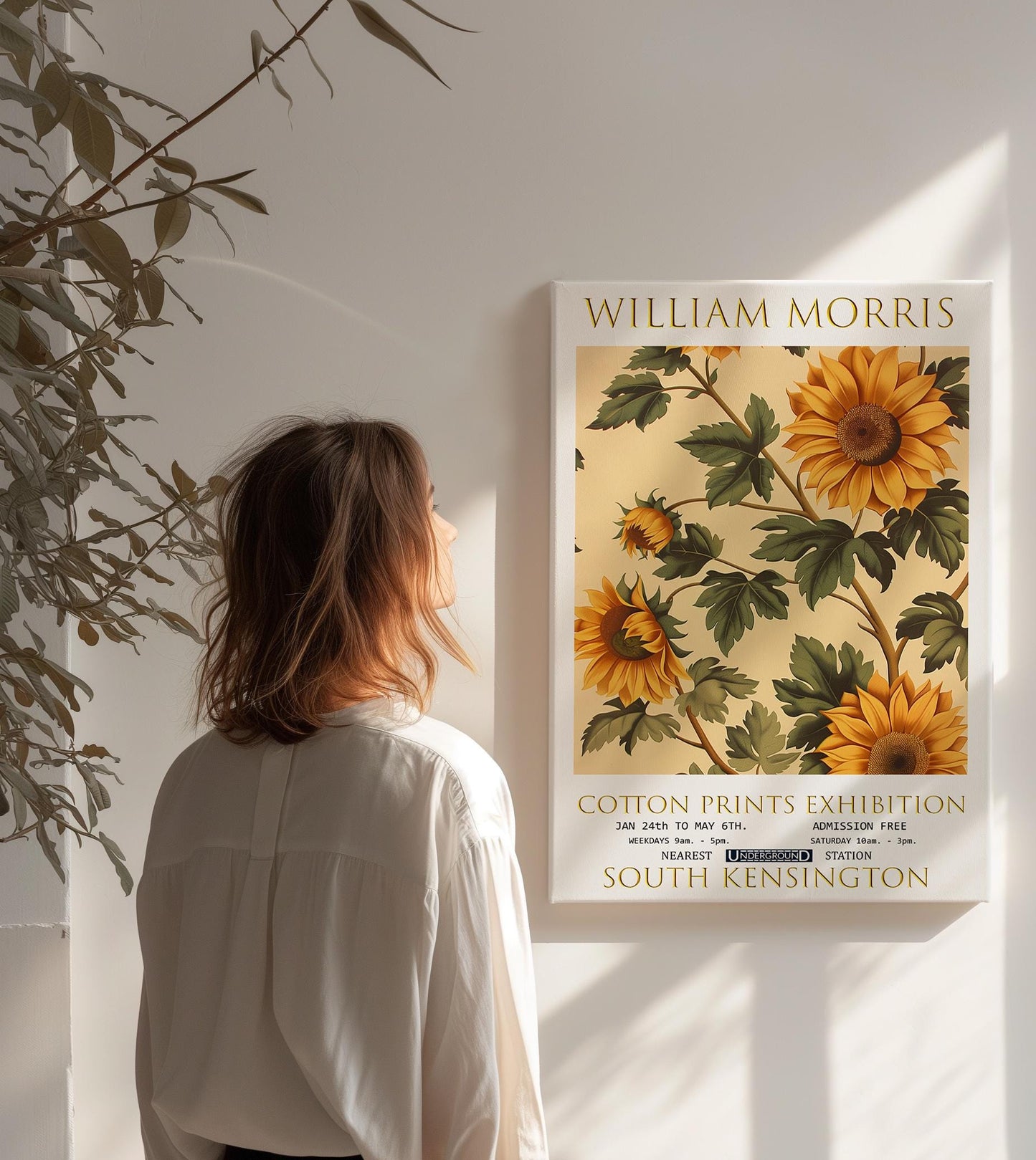 William Morris Sunflowers Canvas, William Morris Exhibition Print on Canvas, William Morris Print, Floral Canvas, Textiles Art, Home Decor