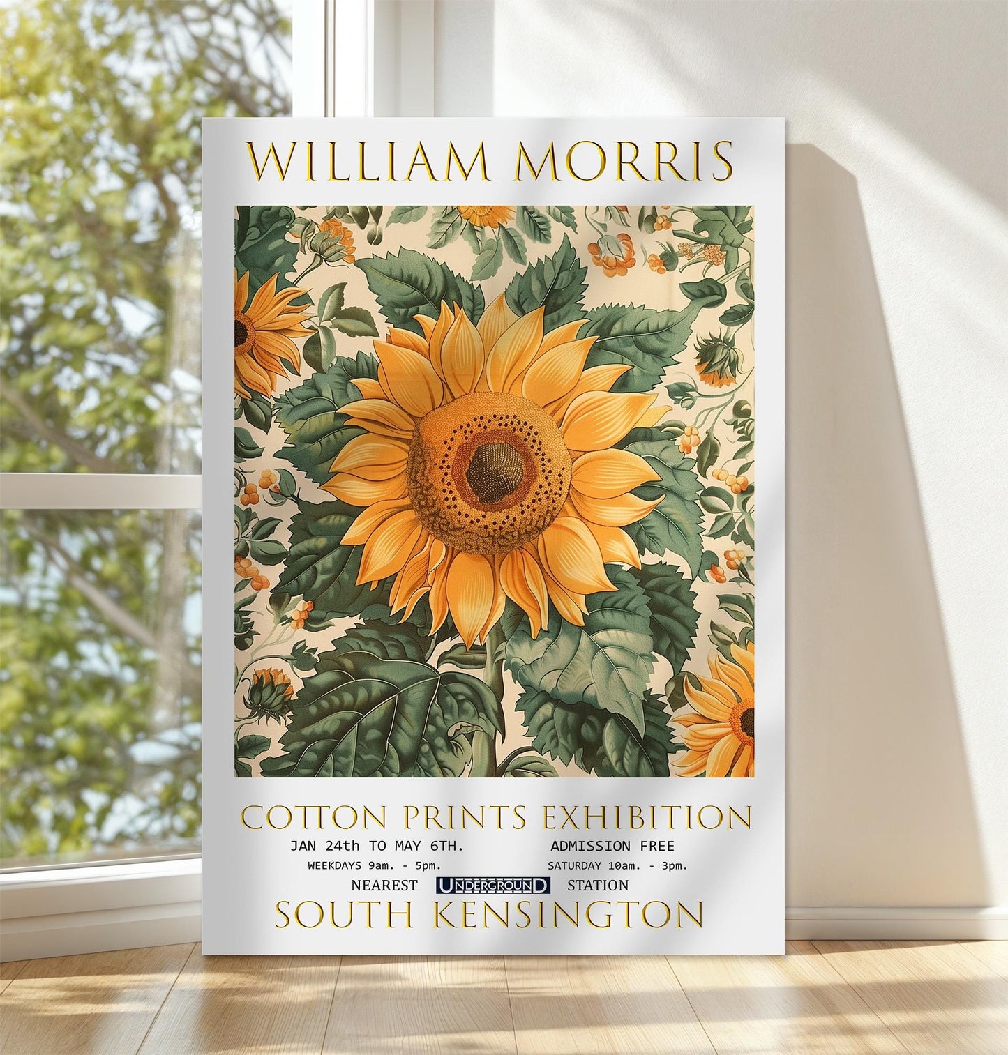 William Morris Sunflower Canvas, William Morris Exhibition Print on Canvas, William Morris Print, Floral Canvas, Textiles Art, Wall Decor