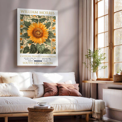 William Morris Canvas, William Morris Exhibition Print on Canvas, William Morris Print, Floral Canvas, Textiles Wall Art, Sunflower Canvas