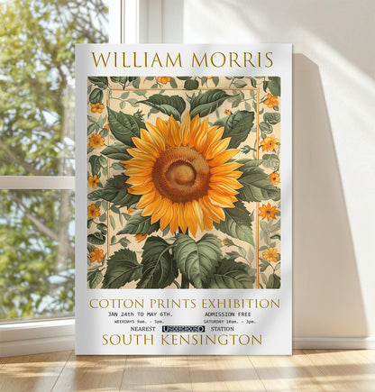 William Morris Canvas, William Morris Exhibition Print on Canvas, William Morris Print, Floral Canvas, Textiles Wall Art, Sunflower Canvas