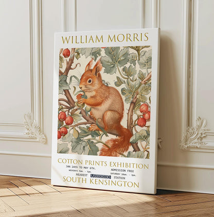 William Morris Canvas, William Morris Exhibition Print on Canvas, William Morris Print, Floral Canvas, Textiles Art, Squirrel Canvas Print