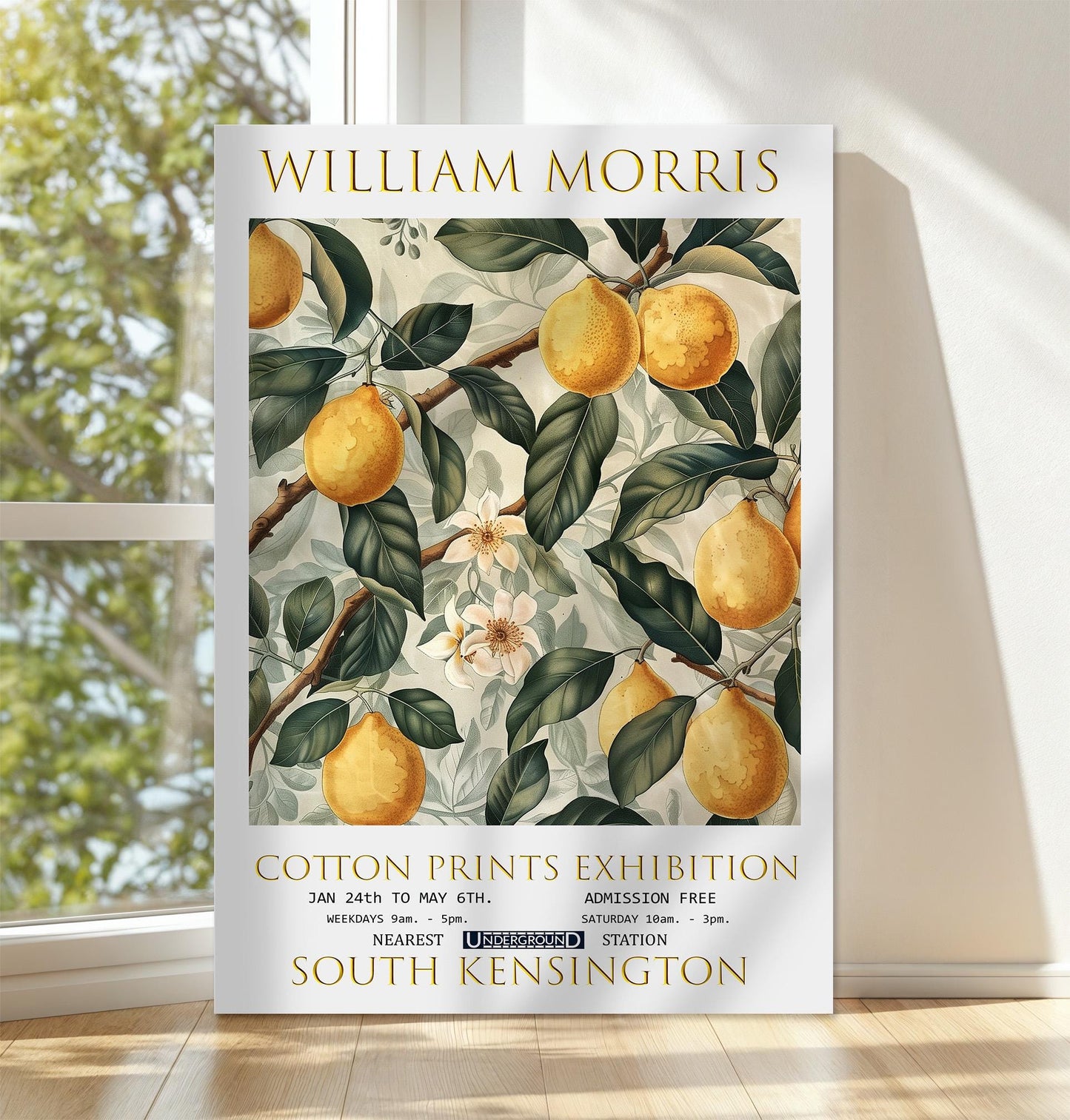 William Morris Canvas, William Morris Exhibition Print, William Morris Print, Textile Canvas Art,  Floral Wall Art, Lemon Tree Canvas